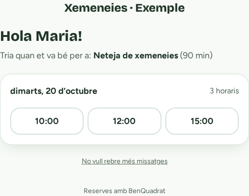 Reserva del client